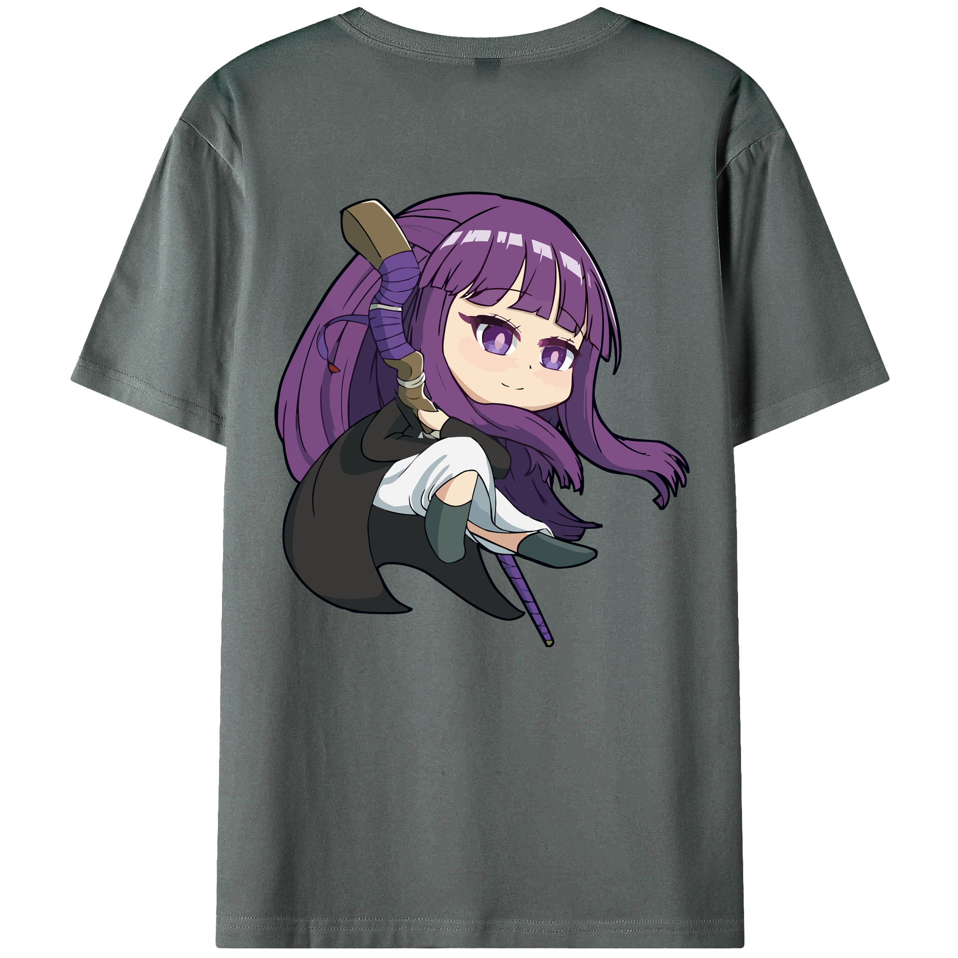 （画像用） 葬送のフリーレン Frieren 綿100％ メンズ半袖Tシャツ（バックプリント） 通気性